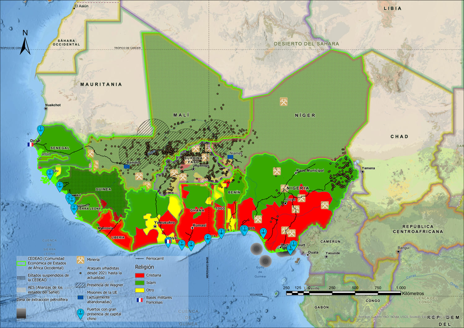 Mapa de la geopolítica del Sahel - Geopol 21