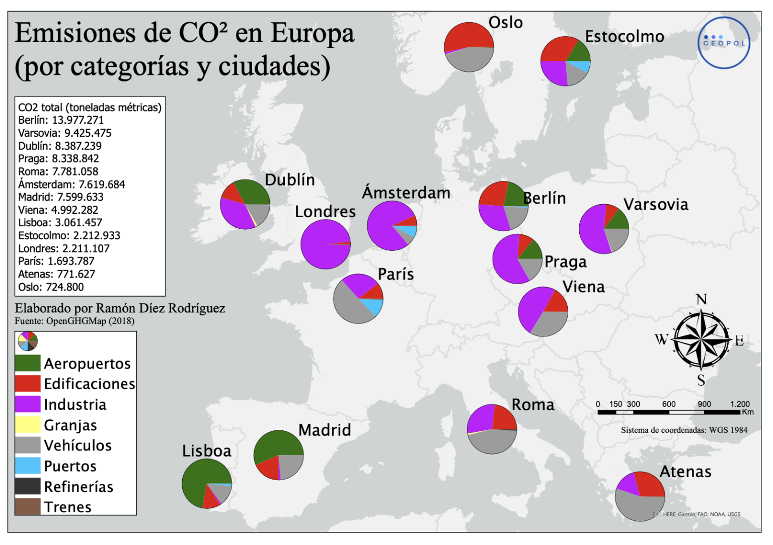 EL MAPA DE LAS EMISIONES DE CO2 EN LAS CAPITALES EUROPEAS - Geopol 21